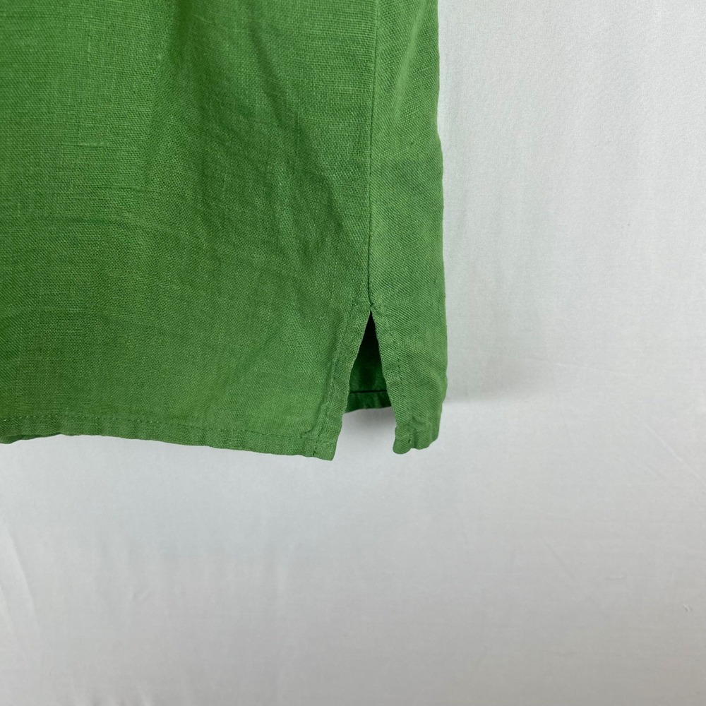FLAX Women Green 100% Linen Sleeveless Button Front Pocket Top Shirt Size Medium - Picture 9 of 9
